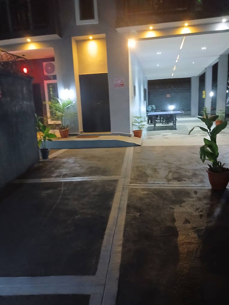 Building corridor and parking view